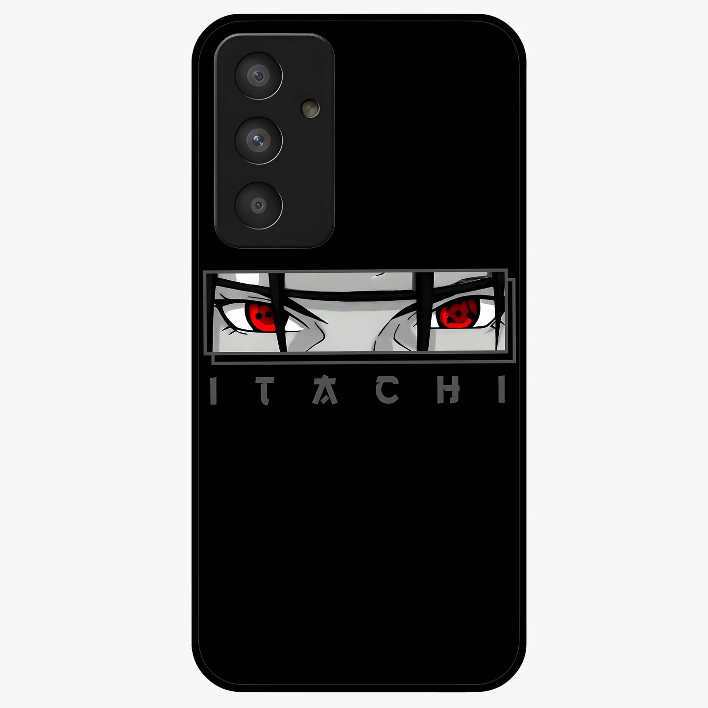 Scarlet Gaze Dominance Glass Case showing flat back view with striking red themed artwork and glossy glass finish.