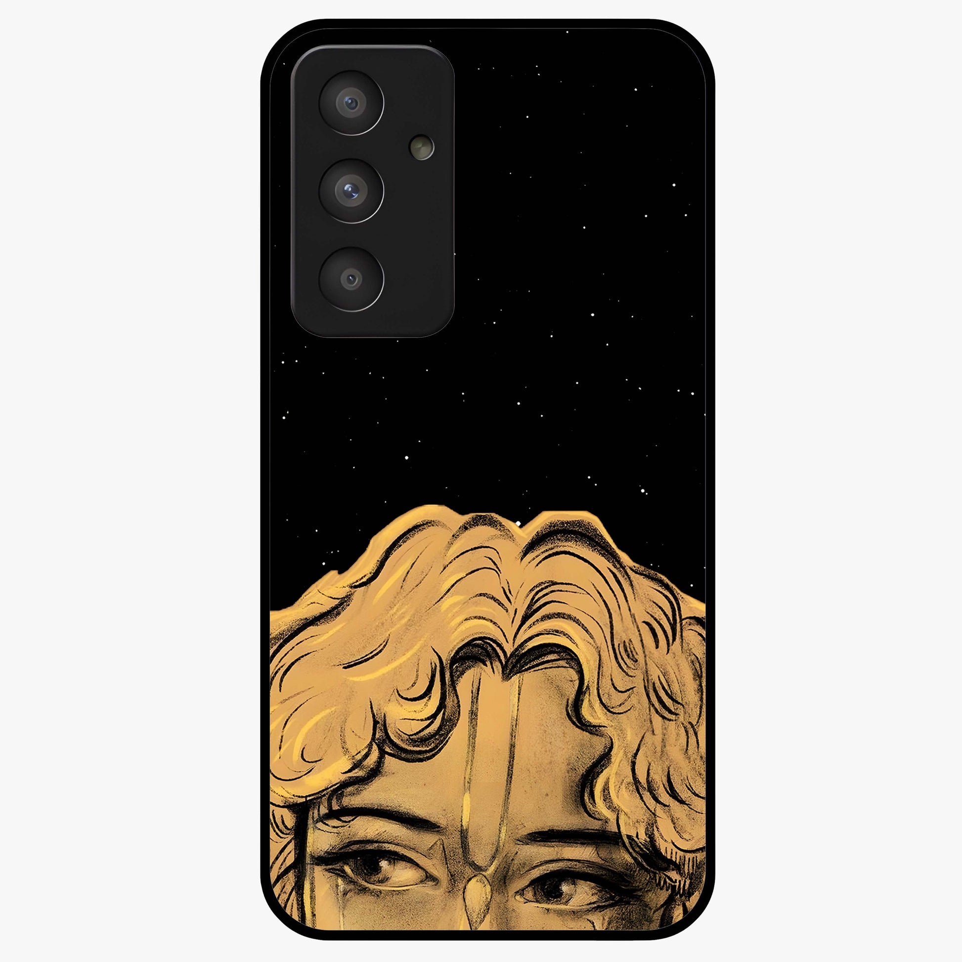 Shri Krishna Art Glass Case showing flat back view with devotional Krishna artwork and glossy glass finish.