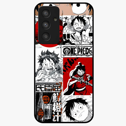 Strawhat Chaos Panels Glass Case showing flat back view with anime inspired chaos panel artwork and glossy glass finish.