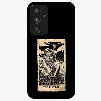 The Empress Glass Case showing flat back view with regal feminine artwork and glossy glass finish.