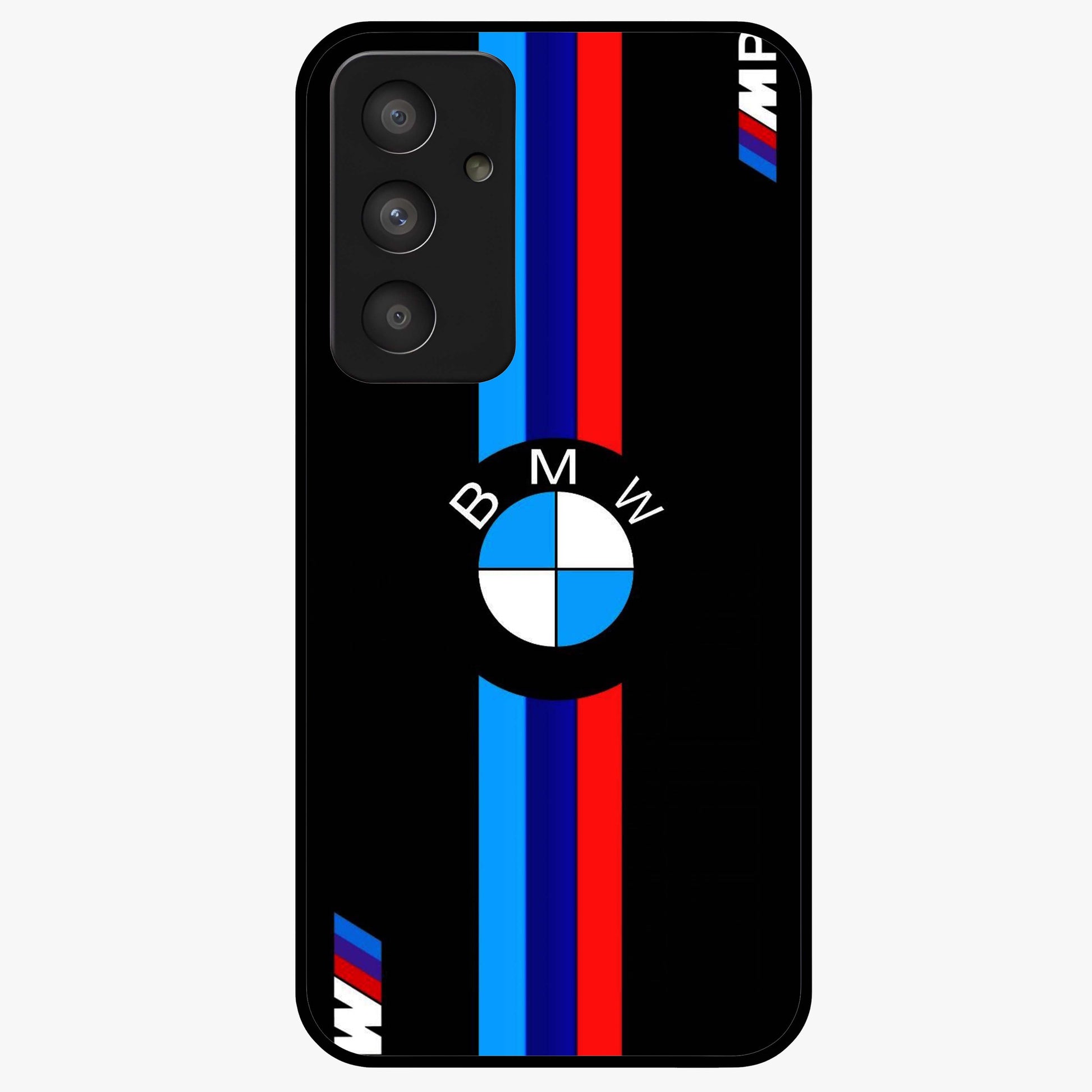 Turbo BMW Beast Glass Case showing flat back view with high performance sports car artwork and glossy glass finish.