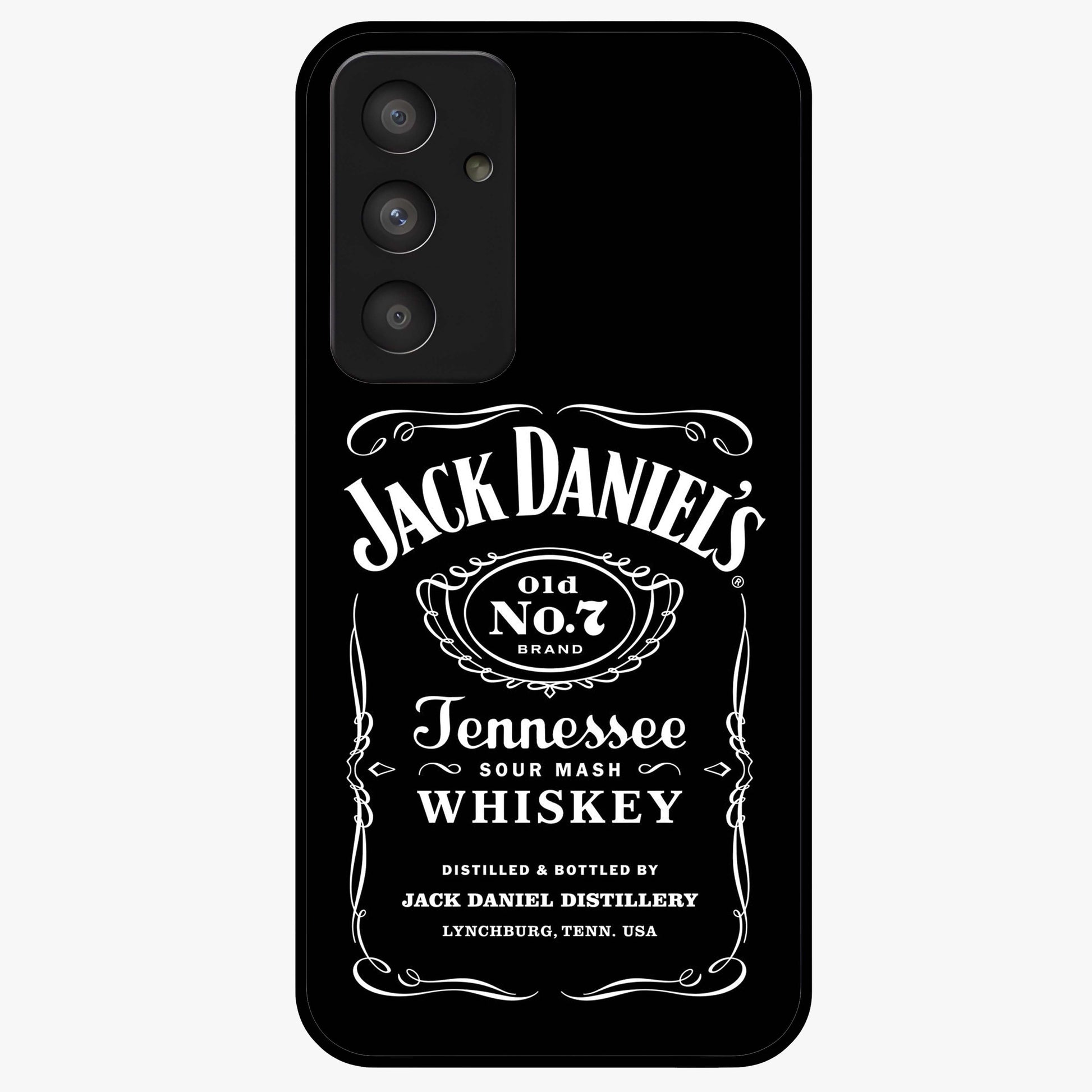 Vintage Whiskey Heritage Glass Case showing flat back view with classic whiskey inspired artwork and glossy glass finish.