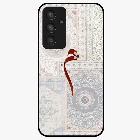 White Aesthetic Bow Glass Case showing flat back view with minimal bow artwork and glossy glass finish.