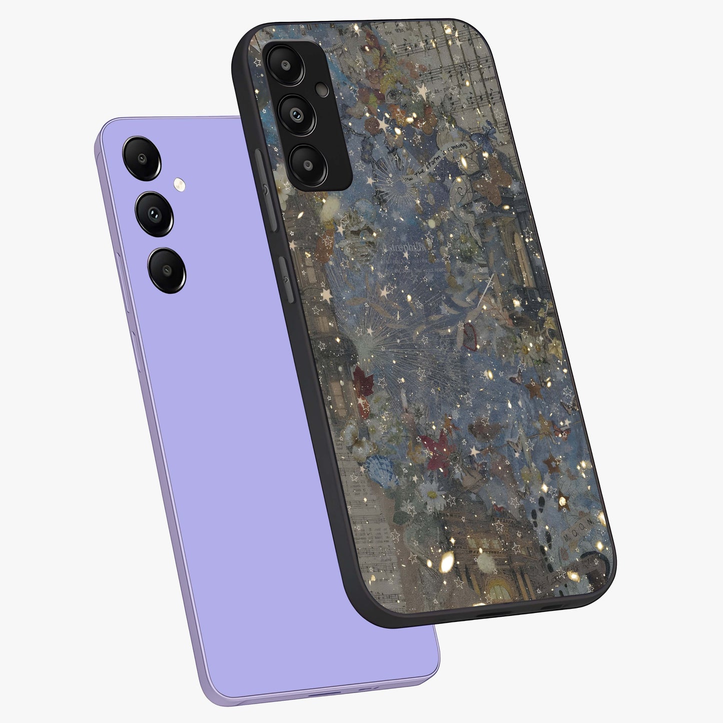 Aesthetic Astrolophia Glass Case displayed in angled mockup highlighting artistic aesthetic elements and smooth glass surface.