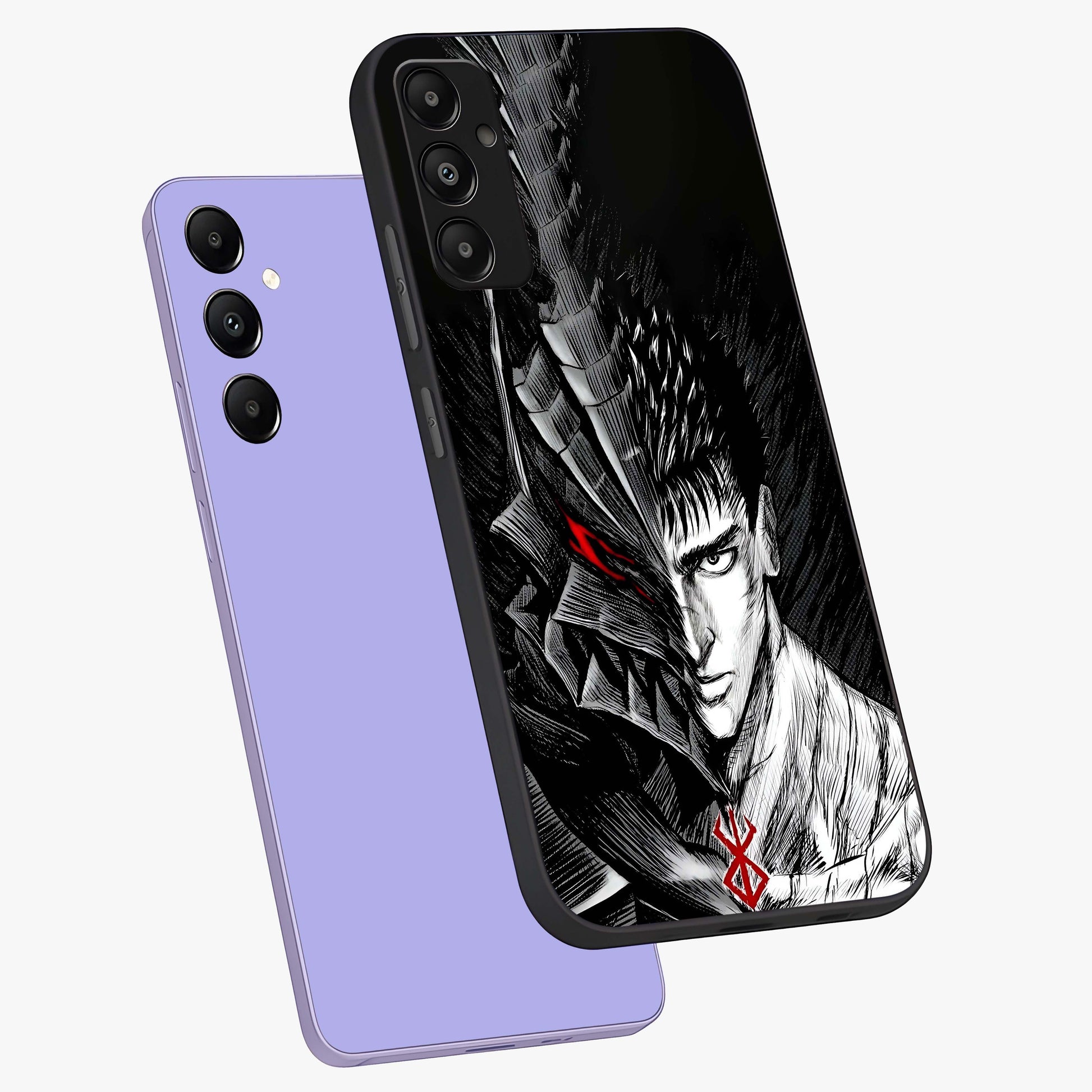 Berserker Blood Oath Glass Case displayed in angled mockup highlighting dark fantasy graphic design and powerful theme.