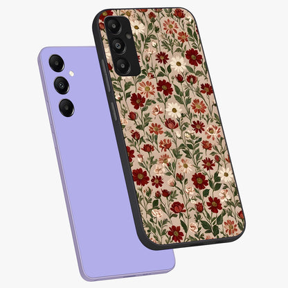 Biege Flower With Leaf Glass Case displayed in angled mockup highlighting minimal floral leaf design and elegant aesthetic.