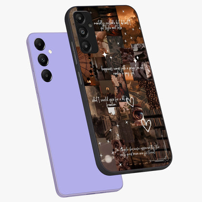 Bittersweet Aesthetic Chaos Glass Case displayed in angled mockup highlighting expressive abstract artwork and edgy aesthetic theme.