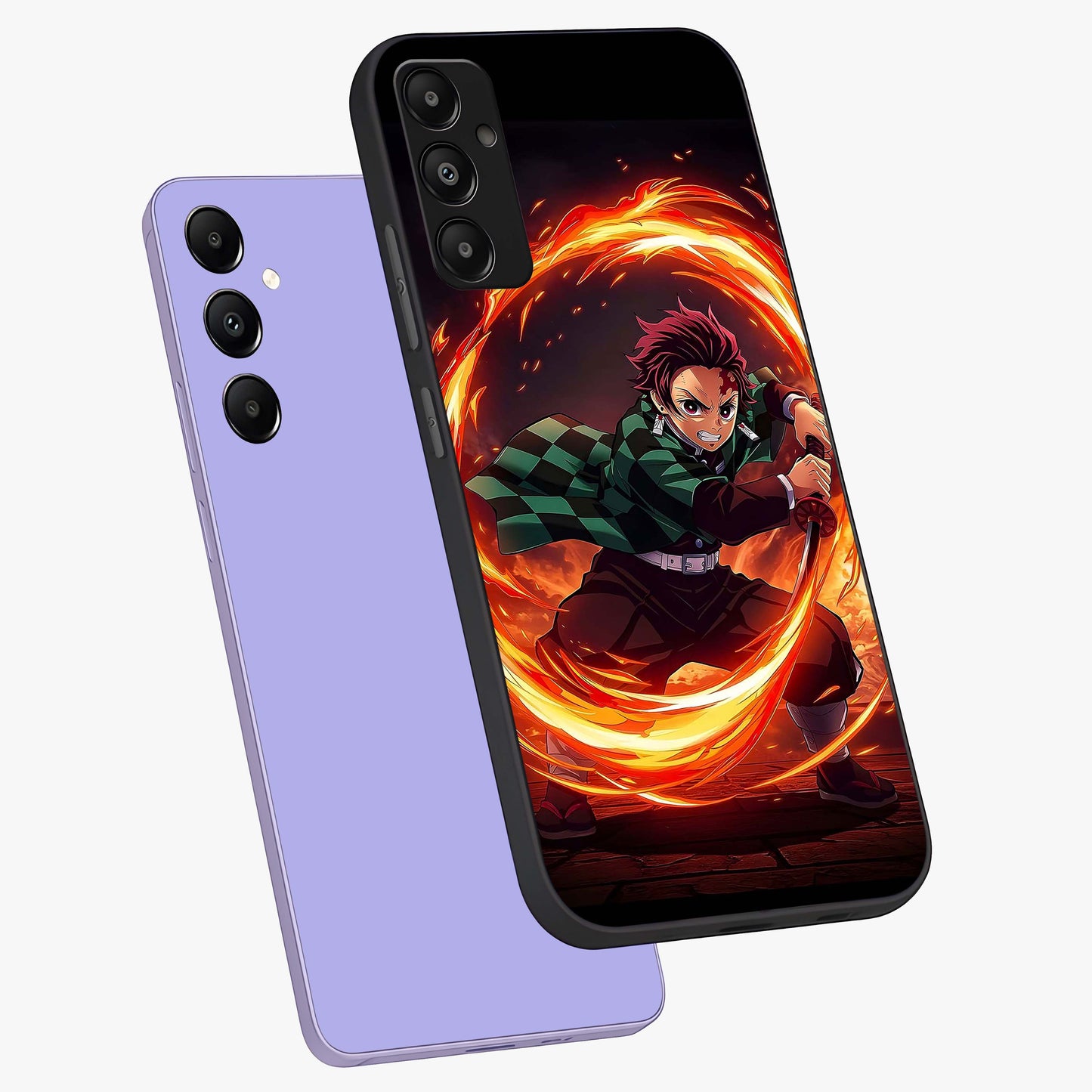 Blazing Sword Resolve Glass Case displayed in angled mockup highlighting powerful sword illustration and bold fantasy theme.