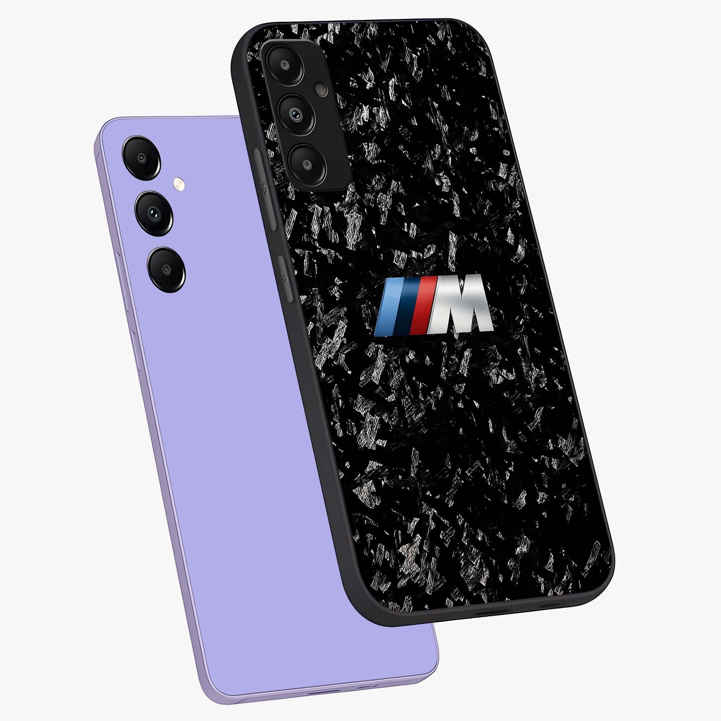 Carbon Speed Mark Glass Case displayed in angled mockup highlighting racing inspired carbon design and sleek aesthetic style.