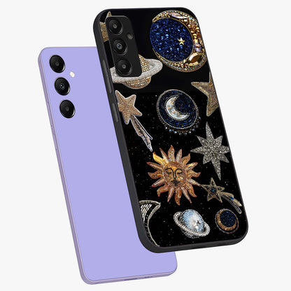 Celestial Gem Constellations Glass Case displayed in angled mockup highlighting gemstone inspired constellation design.