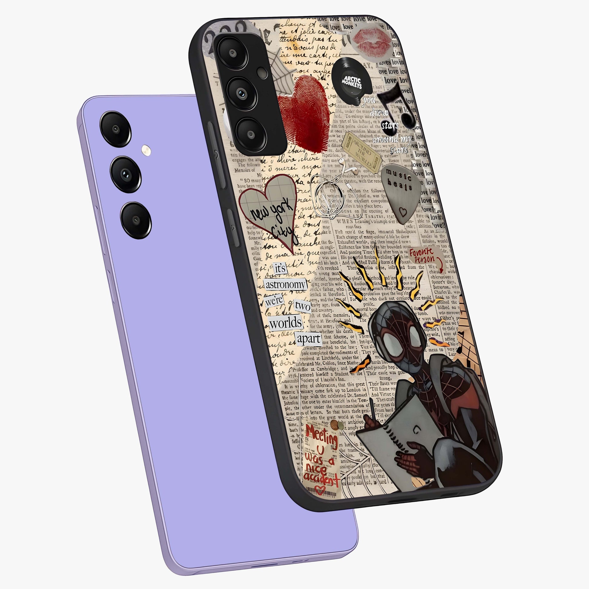 City Dream Sketch Glass Case displayed in angled mockup highlighting minimal city illustration with aesthetic sketch style.
