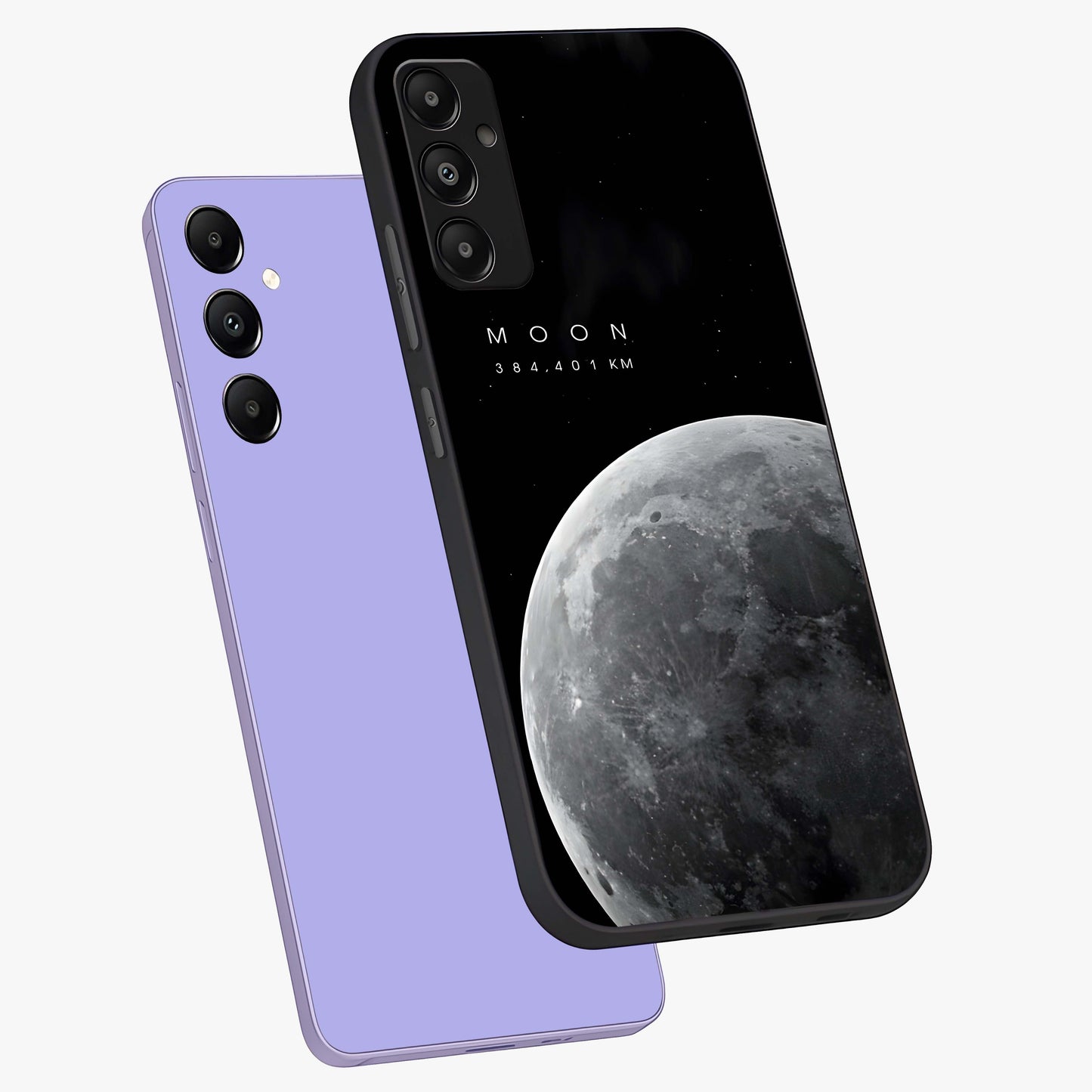 Cosmic Moon Glow Glass Case displayed in angled mockup highlighting celestial moon design with cosmic aesthetic theme.