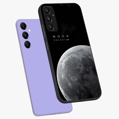 Cosmic Moon Glow Glass Case displayed in angled mockup highlighting celestial moon design with cosmic aesthetic theme.