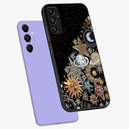 Cosmic Sparkle Dreams Glass Case displayed in angled mockup highlighting dreamy star sparkle design with celestial aesthetic.