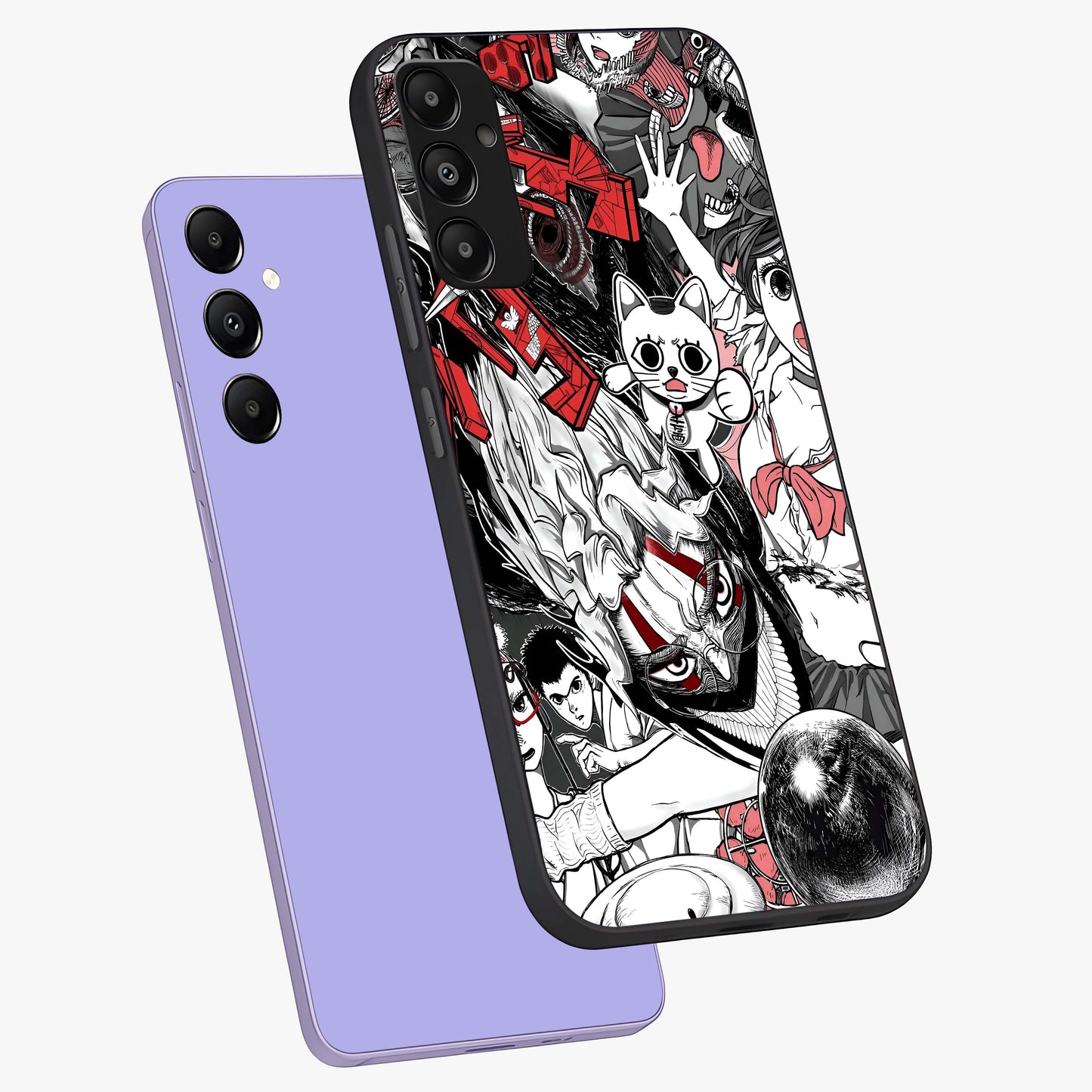 Crimson Chaos Panel Glass Case displayed in angled mockup highlighting chaotic panel style design with modern graphic theme.