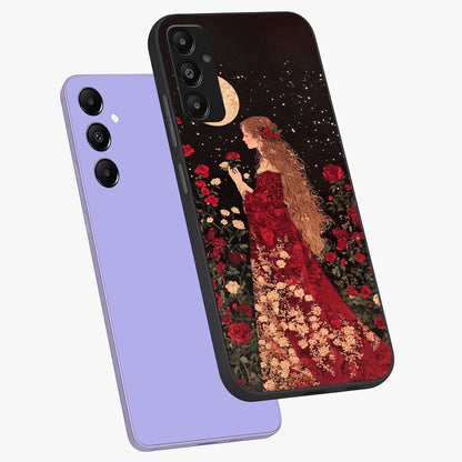 Crimson Dreams Glass Case displayed in angled mockup highlighting soft crimson aesthetic design with artistic theme.