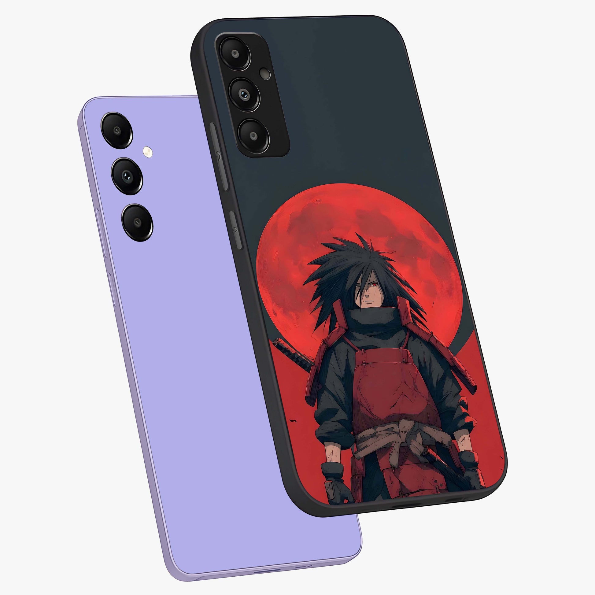 Crimson Moon Warlord Glass Case displayed in angled mockup highlighting dramatic crimson moon design with fantasy aesthetic.