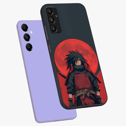Crimson Moon Warlord Glass Case displayed in angled mockup highlighting dramatic crimson moon design with fantasy aesthetic.