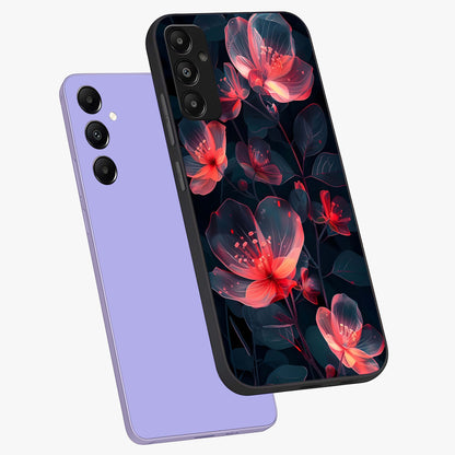 Dark Shade of Flower Glass Case displayed in angled mockup highlighting moody floral illustration with aesthetic dark tones.