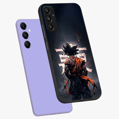 Dark Warrior In Rain Glass Case displayed in angled mockup highlighting dramatic warrior illustration with dark rain aesthetic.