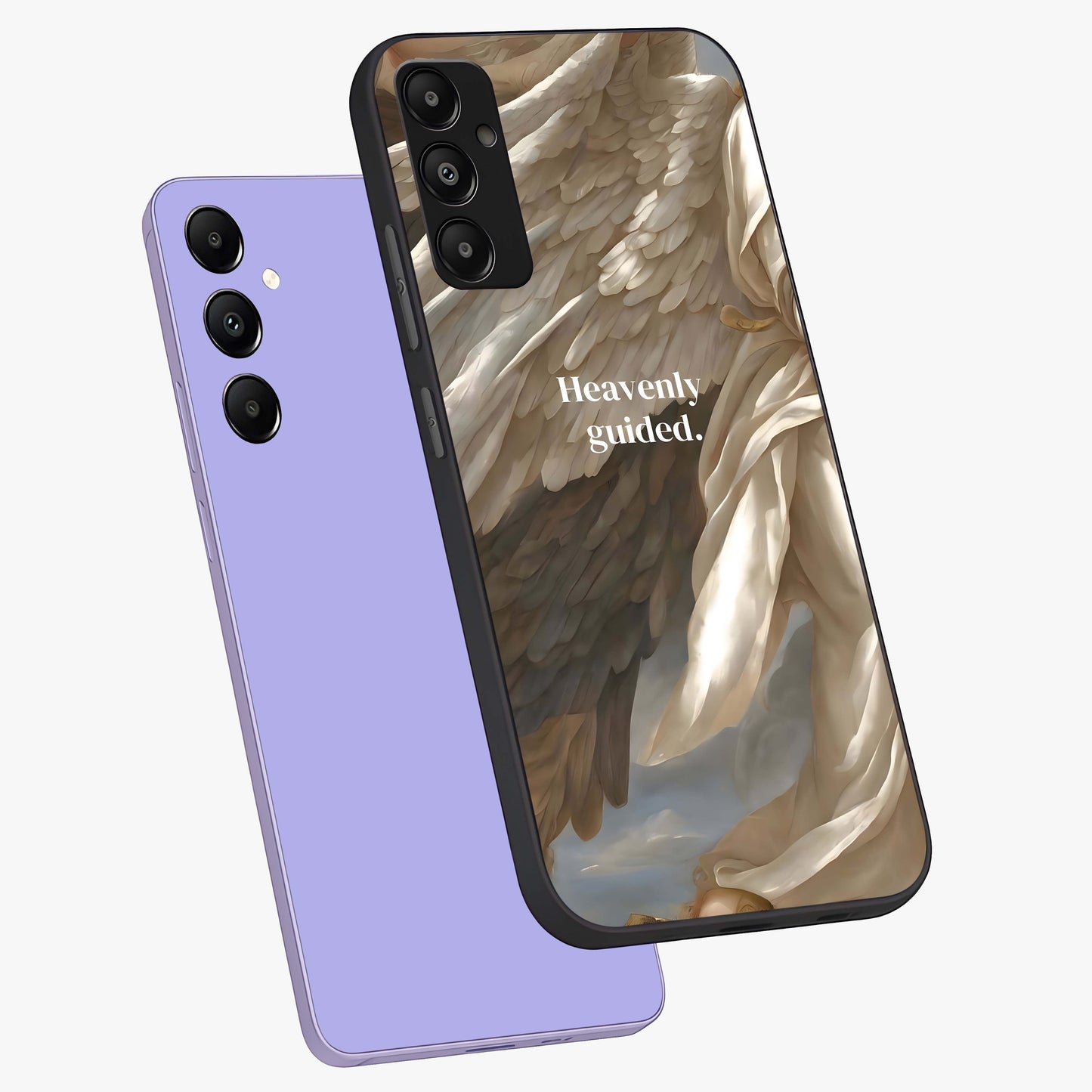 Divine Winged Grace Glass Case displayed in angled mockup highlighting graceful wing design with divine aesthetic style.
