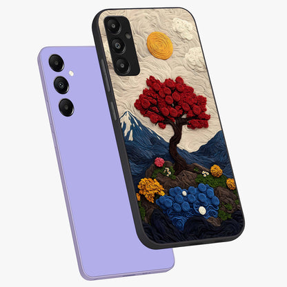 Eternal Nature Tapestry Glass Case displayed in angled mockup highlighting detailed botanical pattern with artistic aesthetic.