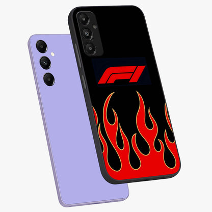 Fire F11 Glass Case displayed in angled mockup highlighting bold fire inspired graphic with energetic aesthetic style.
