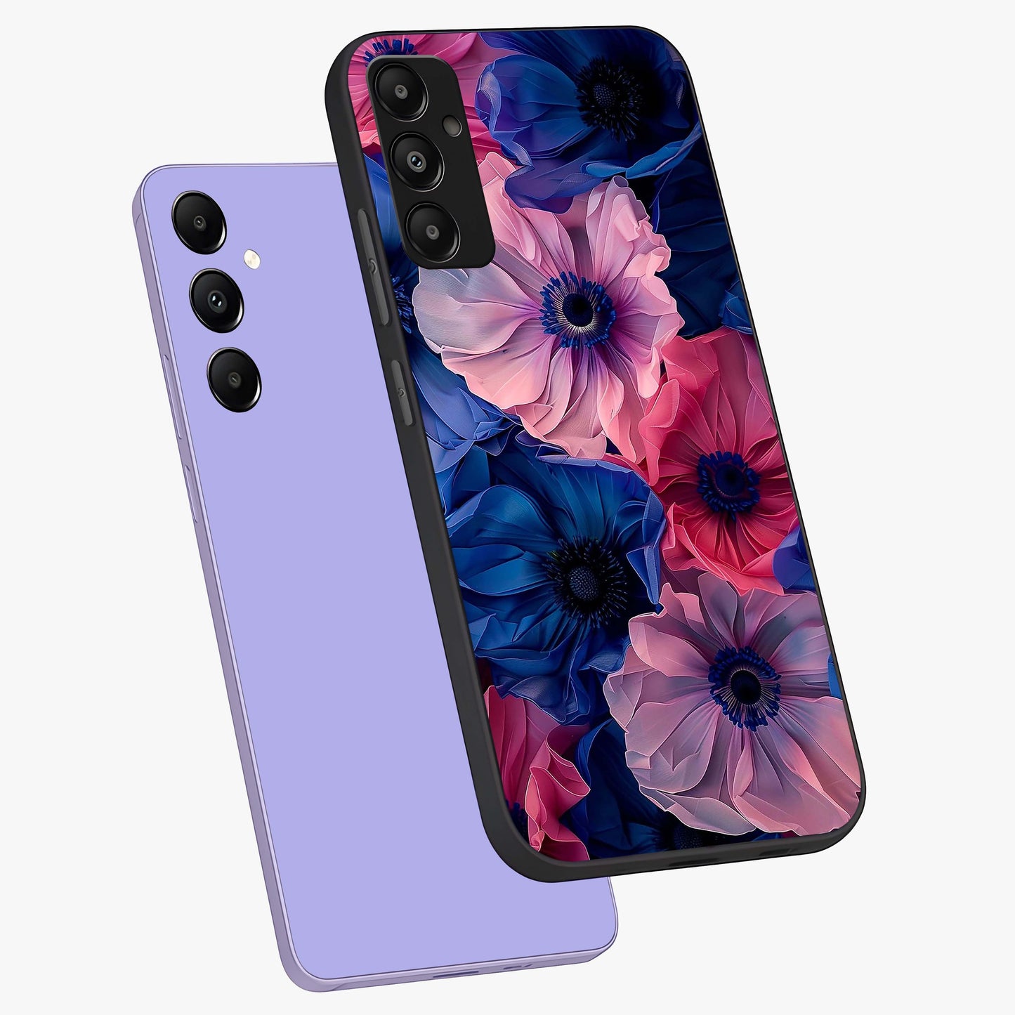 Flower Paper Art Pattern Glass Case displayed in angled mockup highlighting layered paper flower design with artistic aesthetic.