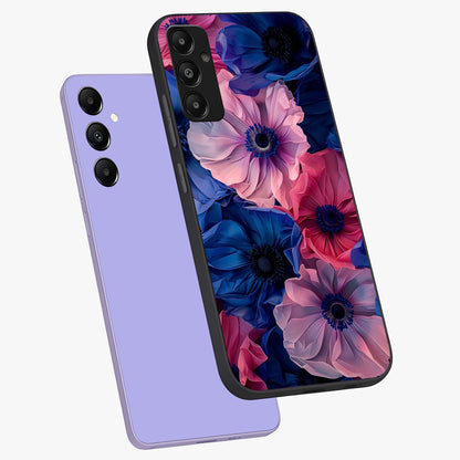 Flower Paper Art Pattern Glass Case displayed in angled mockup highlighting layered paper flower design with artistic aesthetic.