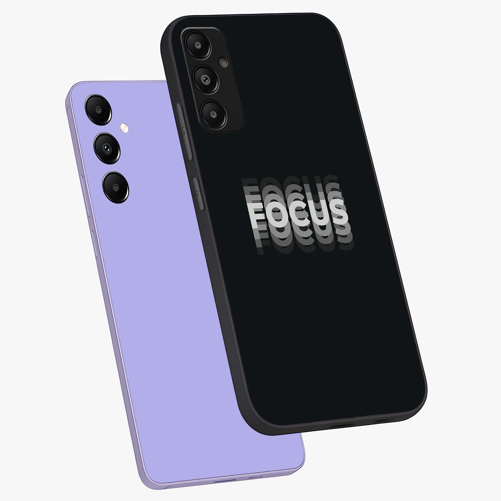 Focused Blade Discipline Glass Case displayed in angled mockup highlighting clean minimal text artwork with modern aesthetic style.