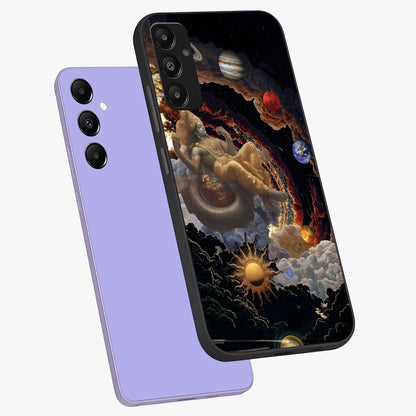 Galactic Divine God Glass Case displayed in angled mockup highlighting powerful celestial deity illustration with galactic aesthetic.