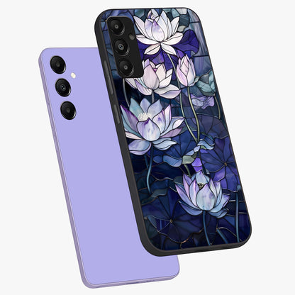 Gloss Petal Rush Glass Case displayed in angled mockup highlighting vibrant petal design with elegant floral aesthetic.