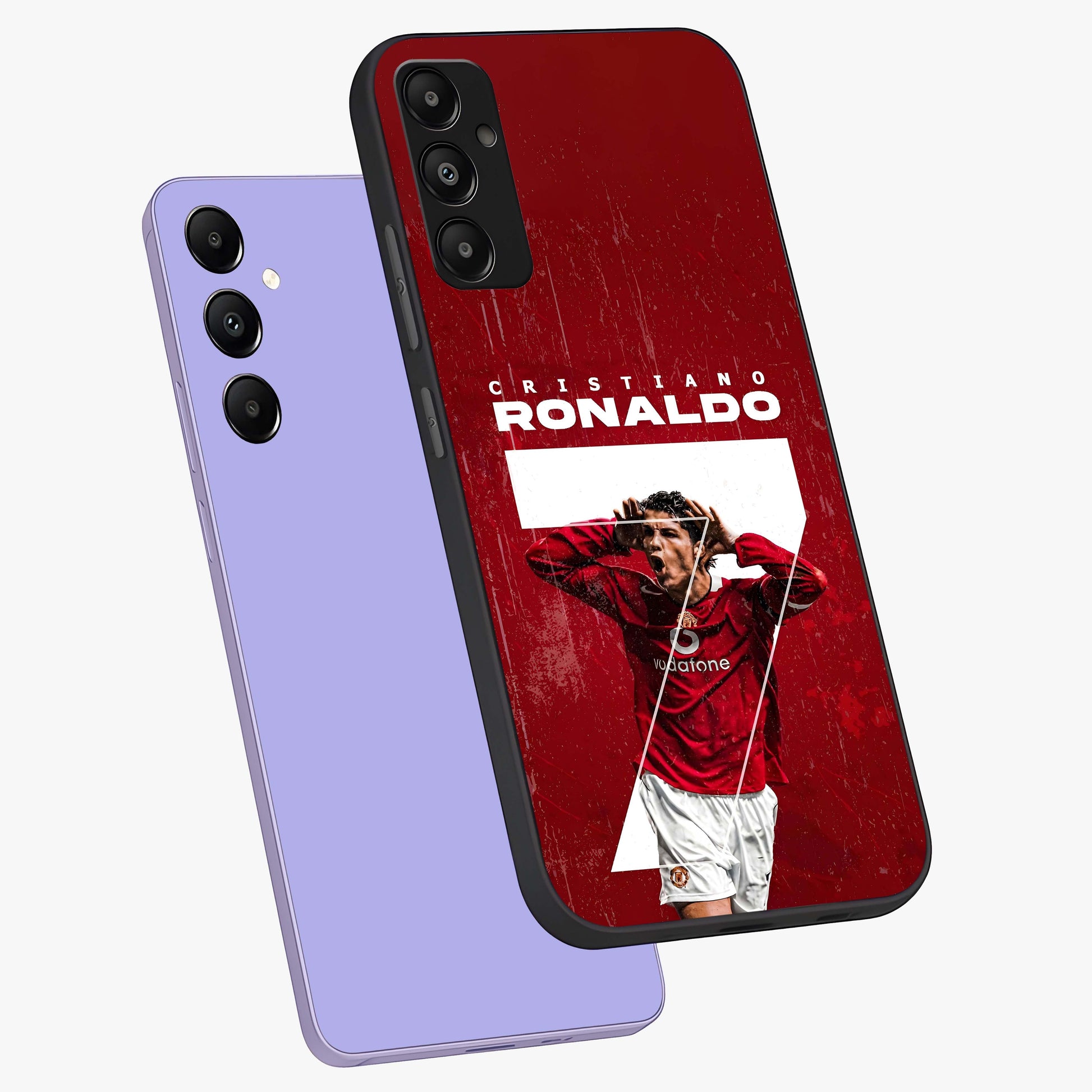 Goal Celebration Legacy Glass Case displayed in angled mockup highlighting energetic sports celebration design with bold athletic theme.