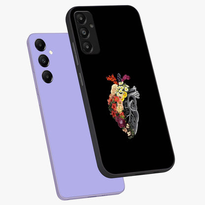 Heart With Flowers Glass Case displayed in angled mockup highlighting romantic flower design with soft aesthetic style.