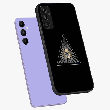 Illuminati Evil Glass Case displayed in angled mockup highlighting dark occult inspired design with bold aesthetic style.