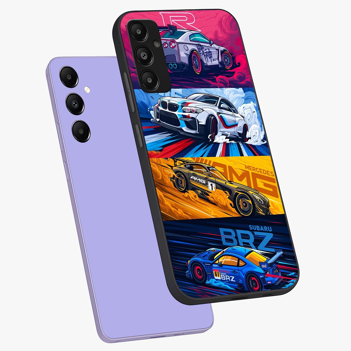 JDM Sports Car Glass Case displayed in angled mockup highlighting sleek Japanese racing car design with automotive aesthetic.