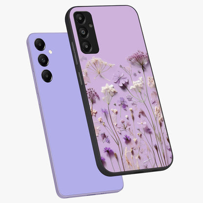 Lavender Blossom Dream Glass Case displayed in angled mockup highlighting dreamy lavender flower design with calming aesthetic style.
