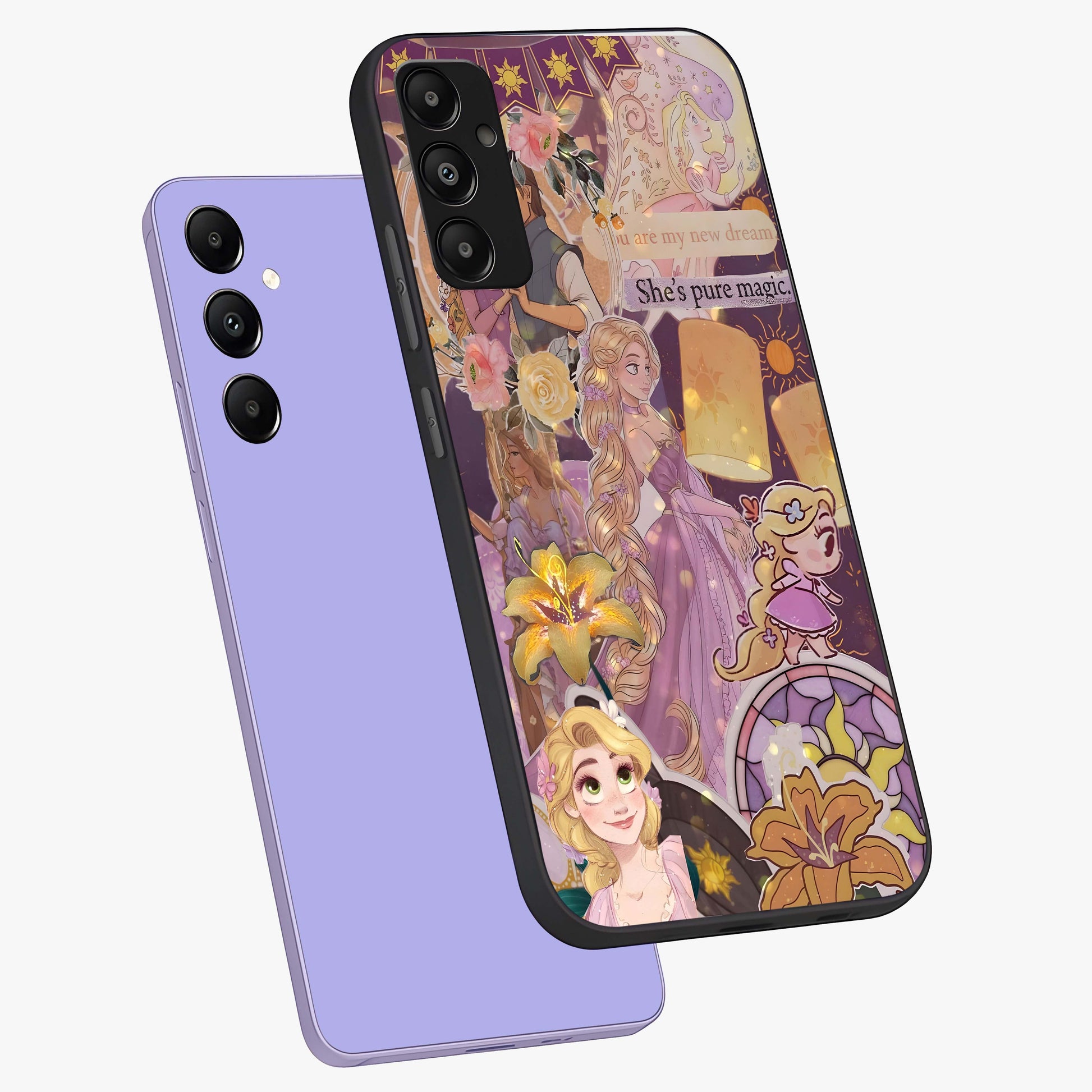 Magical Tangled Dream Glass Case displayed in angled mockup highlighting whimsical fantasy design with magical aesthetic.