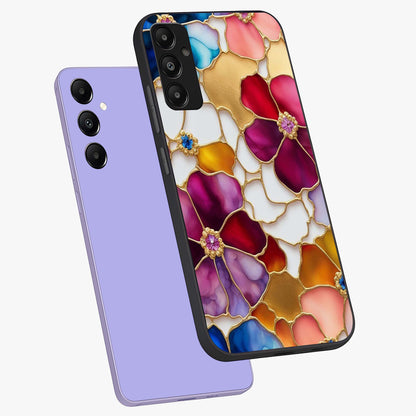 Marble Flower Pattern Glass Case displayed in angled mockup highlighting elegant marble floral design with modern aesthetic.