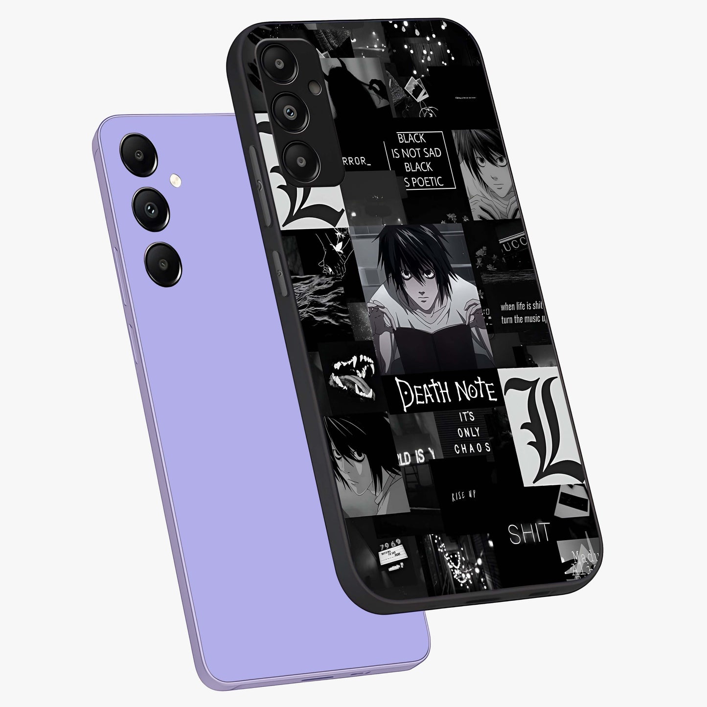 Midnight Chaos Mind Glass Case displayed in angled mockup highlighting chaotic artistic design with dramatic midnight aesthetic.