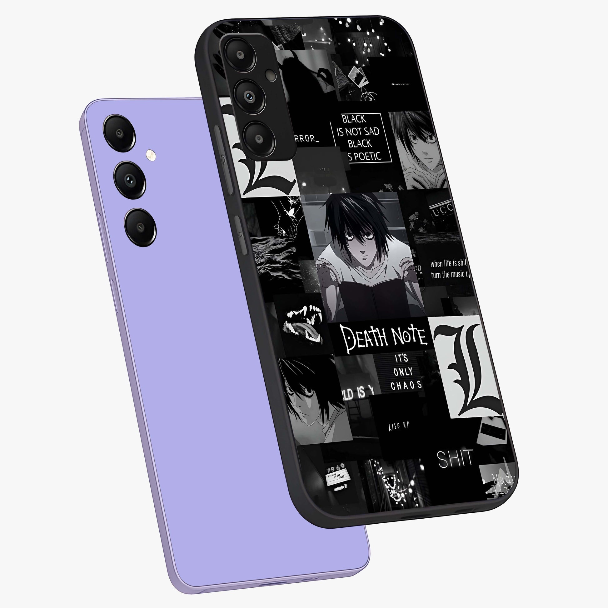 Midnight Chaos Mind Glass Case displayed in angled mockup highlighting chaotic artistic design with dramatic midnight aesthetic.