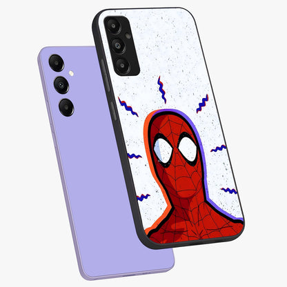 Omg Spiderman Glass Case displayed in angled mockup highlighting dynamic hero illustration with action comic aesthetic.