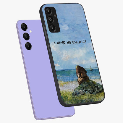 Peace Beyond War Glass Case displayed in angled mockup highlighting meaningful message design with artistic aesthetic style.
