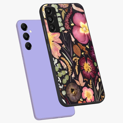Petal Dream Tapestry Glass Case displayed in angled mockup highlighting decorative petal pattern with elegant botanical aesthetic.