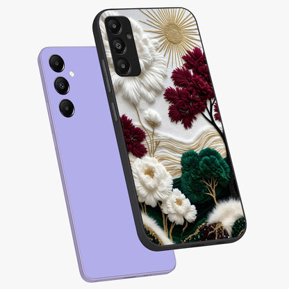Radiant Bloom Elegance Glass Case displayed in angled mockup highlighting graceful floral design with radiant aesthetic style.