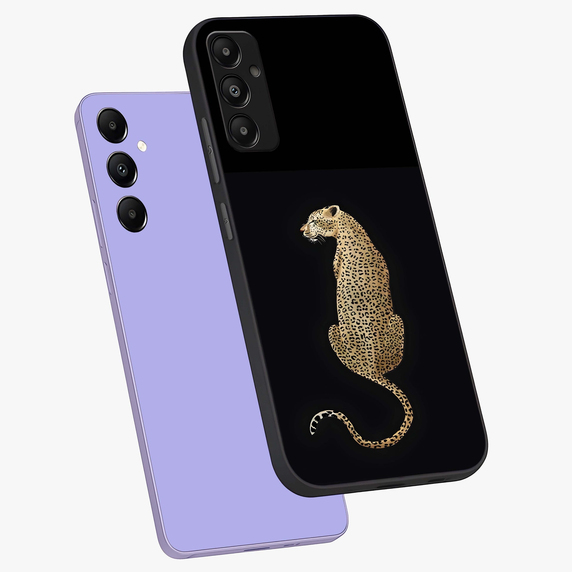 Regal Leopard Glass Case displayed in angled mockup highlighting powerful animal illustration with stylish wild aesthetic.