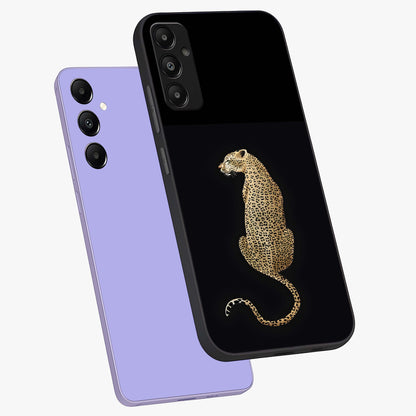 Regal Leopard Glass Case displayed in angled mockup highlighting powerful animal illustration with stylish wild aesthetic.