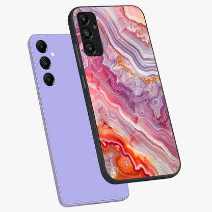 Rose Quartz Marble Glass Case displayed in angled mockup highlighting elegant marble pattern with soft aesthetic style.