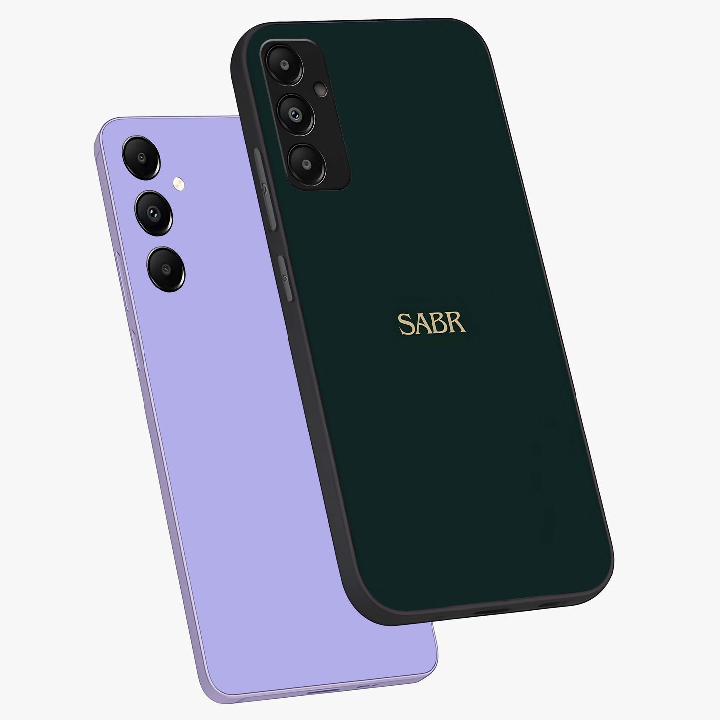 Sabr Minimal Patience Glass Case displayed in angled mockup highlighting simple inspirational design with clean aesthetic style.