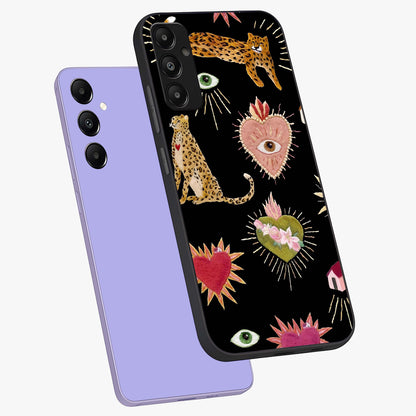 Sacred Jungle Heart Glass Case displayed in angled mockup highlighting lush tropical design with natural aesthetic style.
